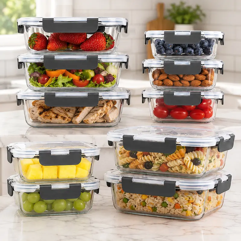 20-40-Piece Smart Meal Prep Set Container Airtight Glass Food Storage System 🍽️🍽️🍽️