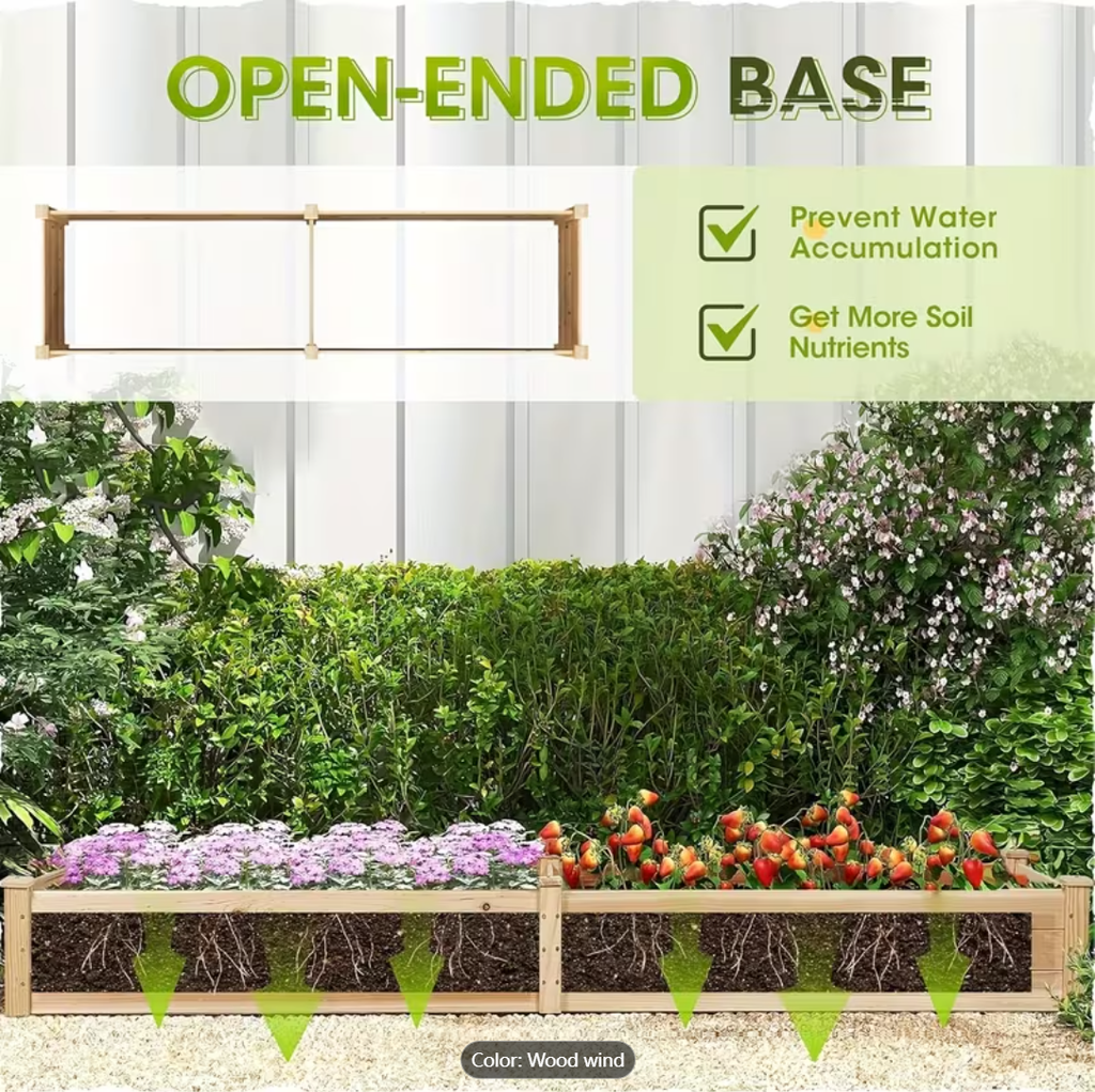 Mobile Elevated Wood Planter w/Lockable Wheels