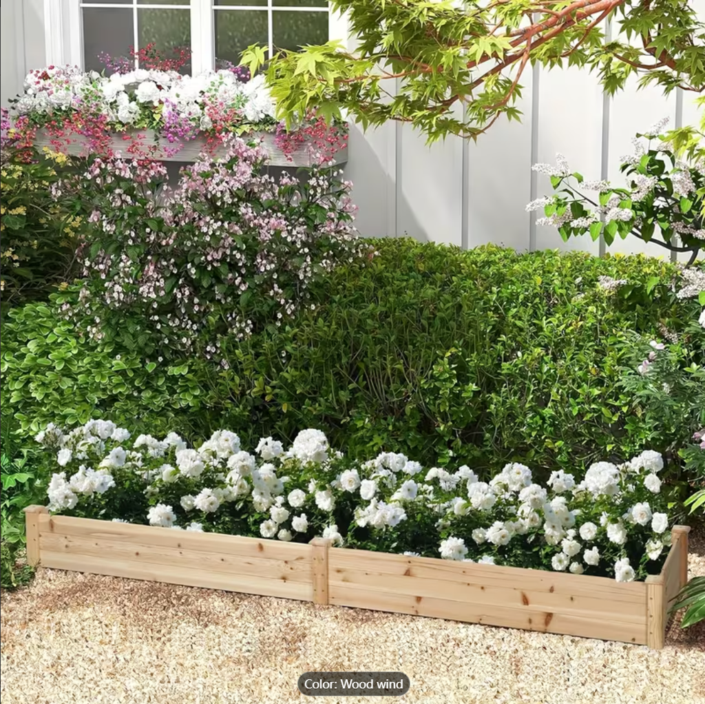 Mobile Elevated Wood Planter w/Lockable Wheels