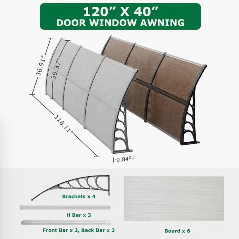 Outdoor Sun and Rain Canopy for Doors and Windows
