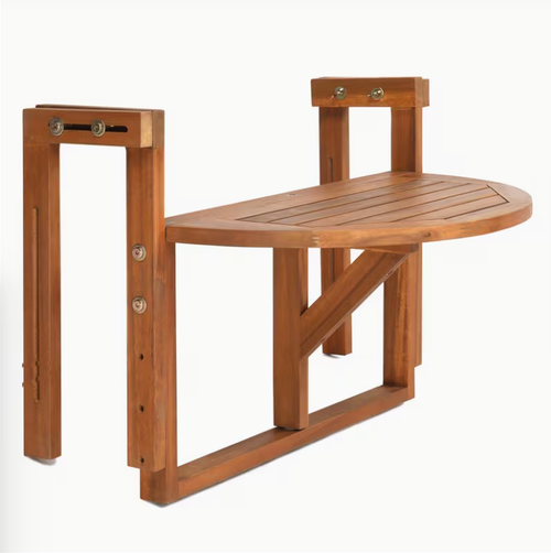 25-Inch Natural Wood-Finish Folding Patio Side Table