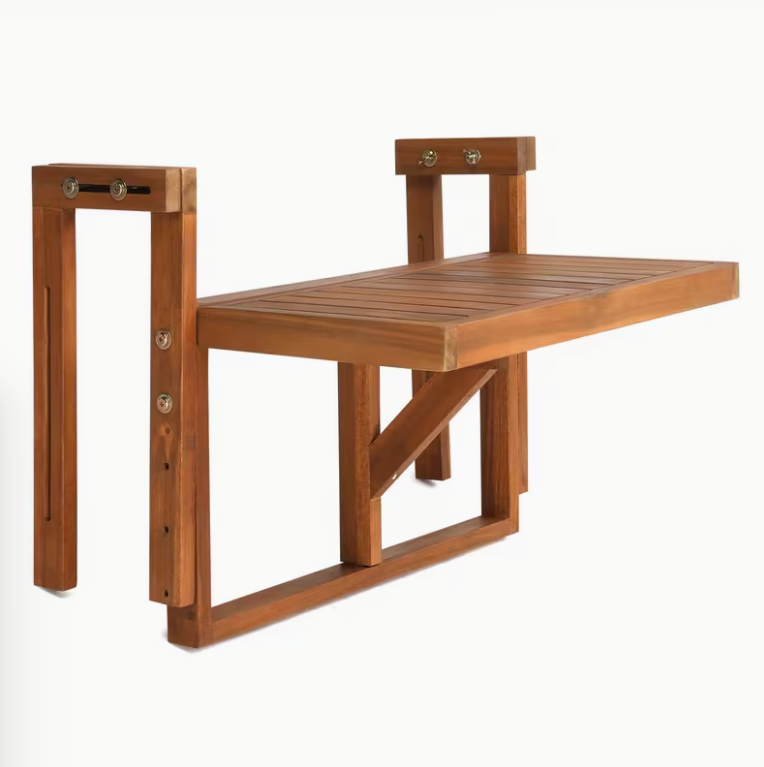25-Inch Natural Wood-Finish Folding Patio Side Table