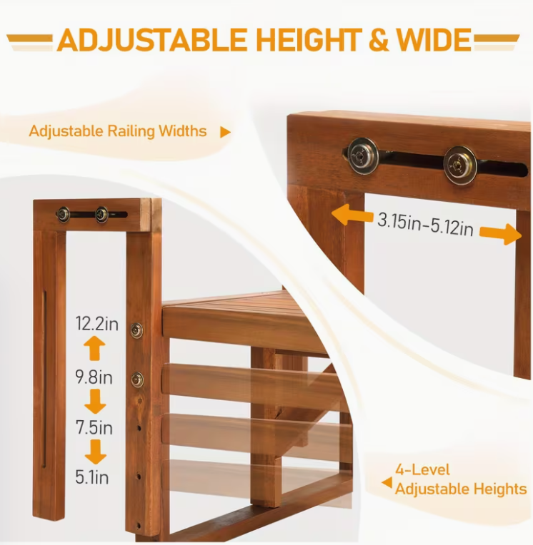 25-Inch Natural Wood-Finish Folding Patio Side Table