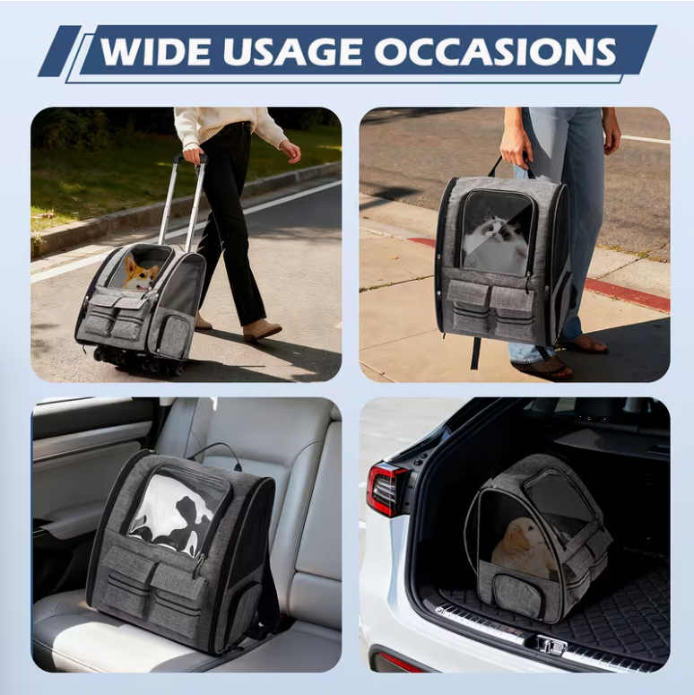 Airline-Approved Rolling Pet Carrier with Wheels🐶🐕🐈