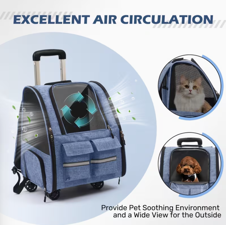 Airline-Approved Rolling Pet Carrier with Wheels🐶🐕🐈