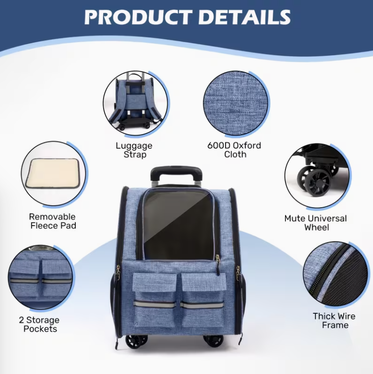 Airline-Approved Rolling Pet Carrier with Wheels🐶🐕🐈