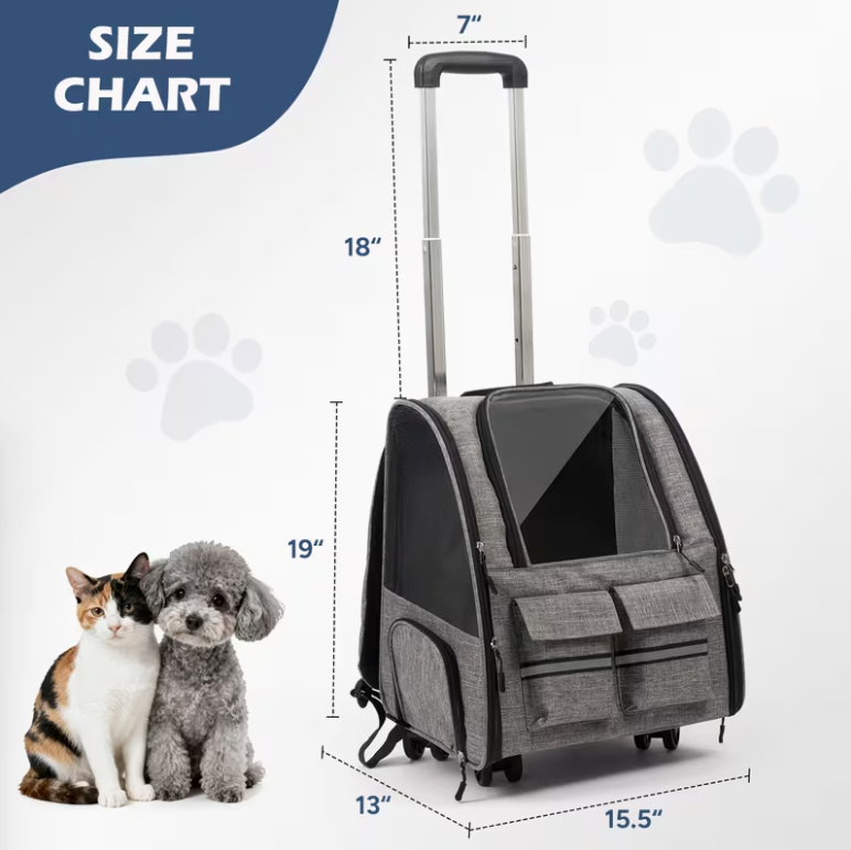 Airline-Approved Rolling Pet Carrier with Wheels🐶🐕🐈