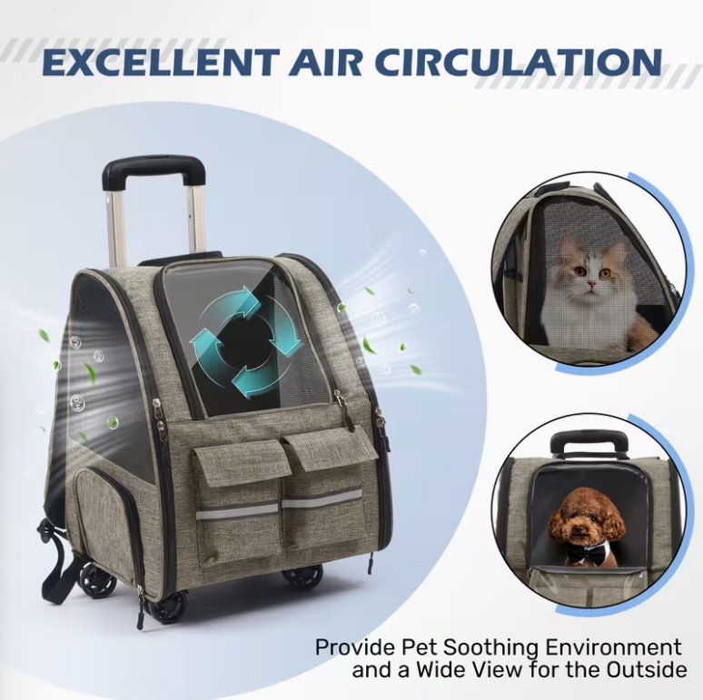 Airline-Approved Rolling Pet Carrier with Wheels🐶🐕🐈