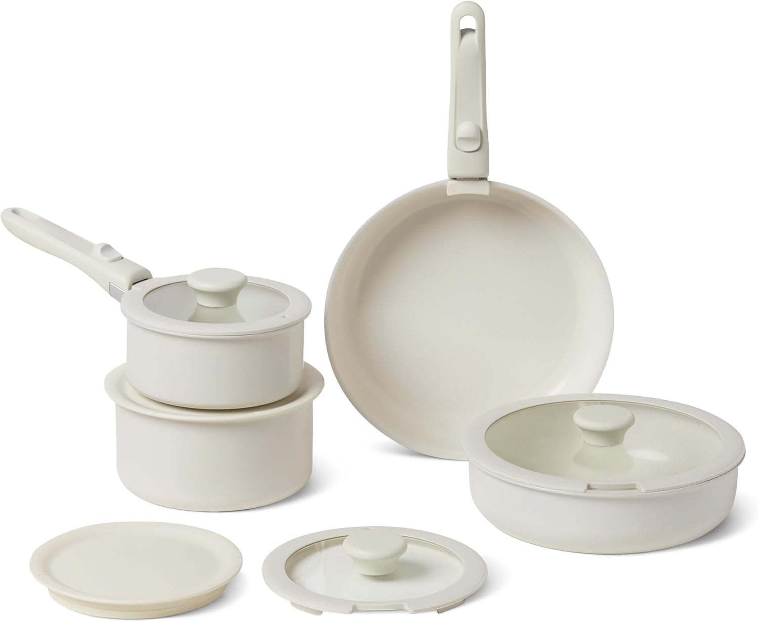 Ceramic Nonstick Cookware Set with Detachable Handles